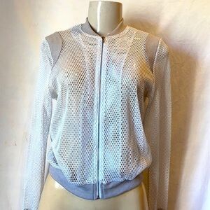 LF MESH BOMBER SILVER WHITE JACKET SZ Small